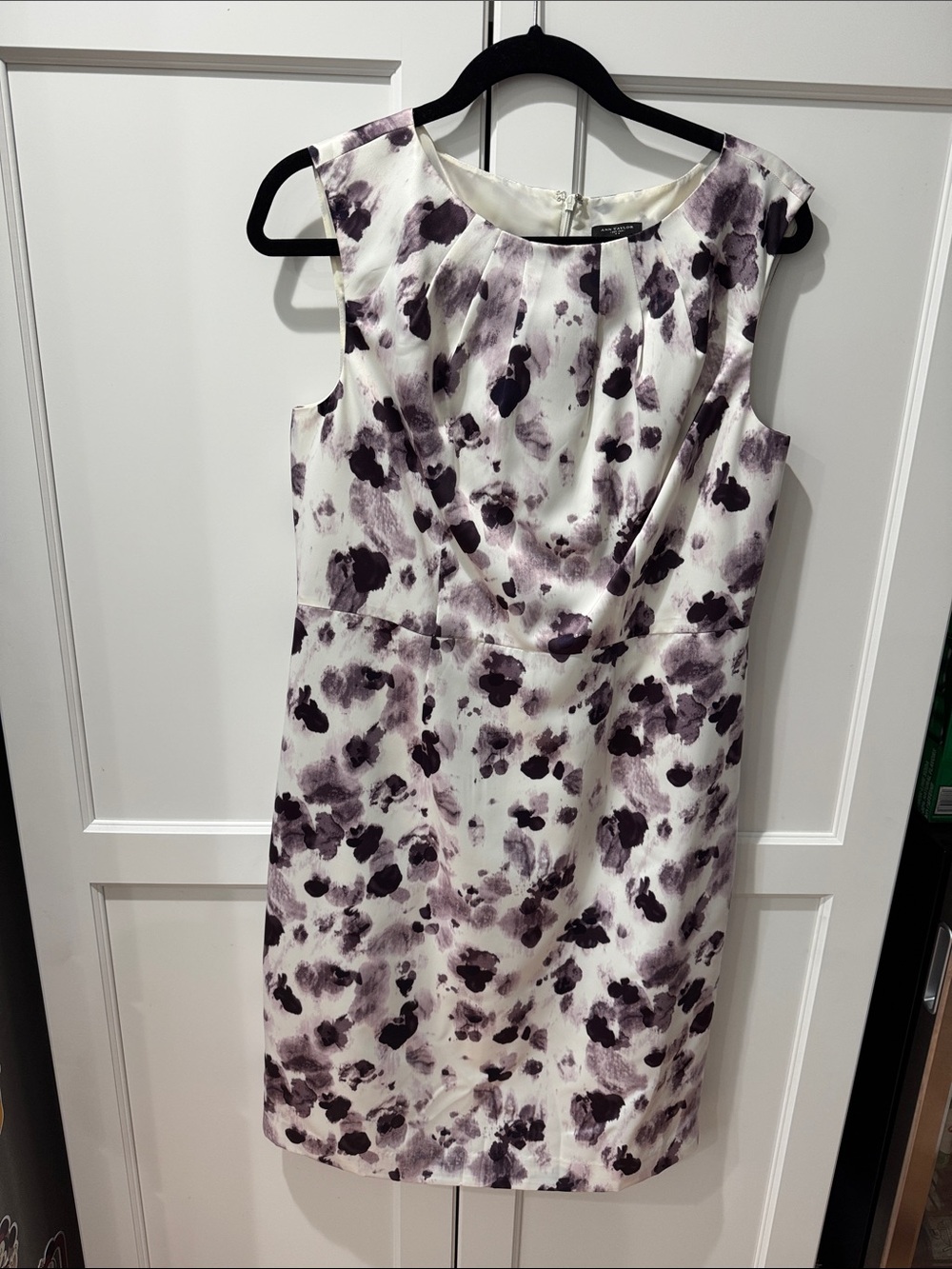 Ann Taylor White Dress with Purple Floral Print